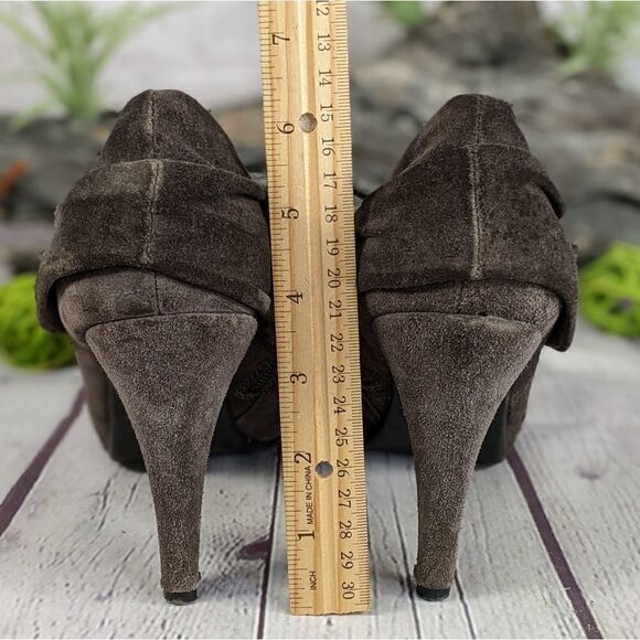 Worthington Charcoal Suede Side Zip Heeled Ankle Booties - Picture 6 of 9